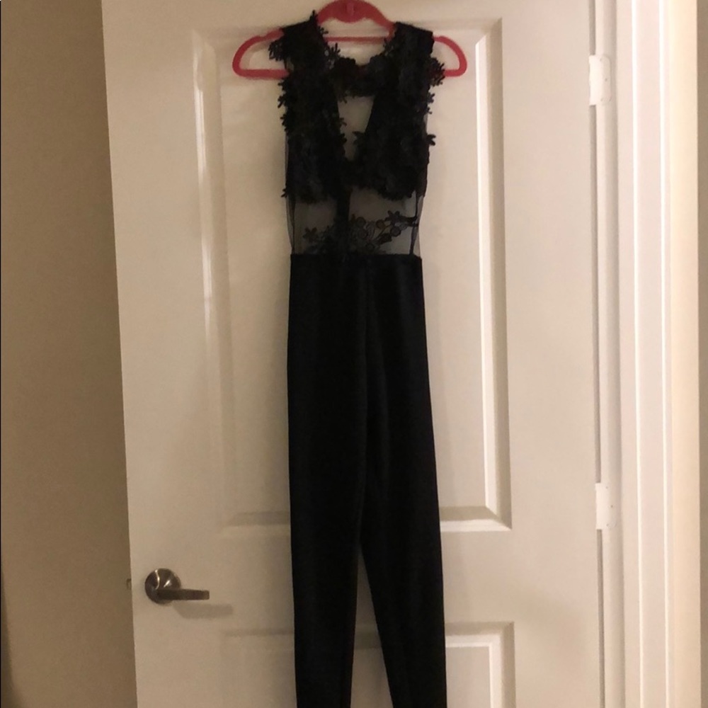 Black lace top jumpsuit
